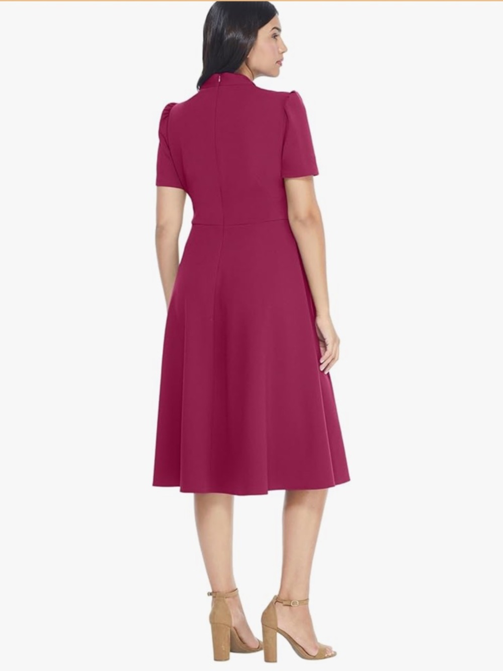 Maggy London Pink Tie-Neck Midi Dress - Picture 5 of 6